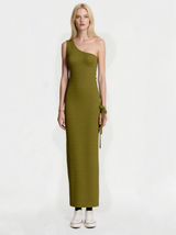 One-shoulder sleeveless wedding guest bridesmaid party dress