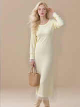 Solid color long robe dress