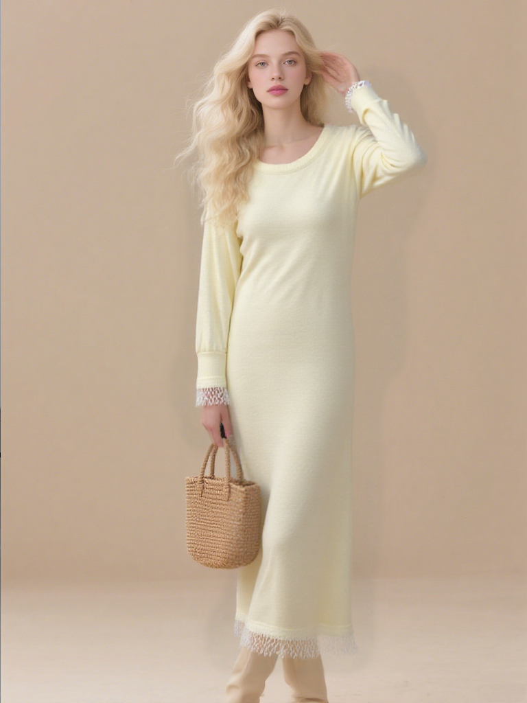 Solid color long robe dress