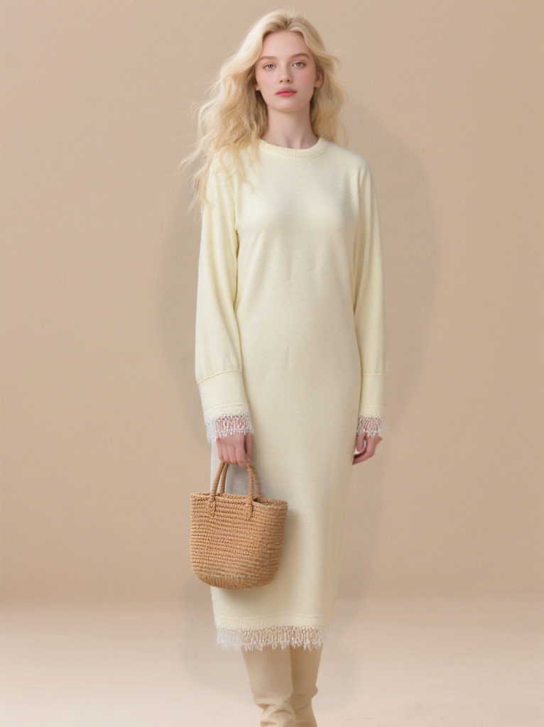 Solid color long robe dress