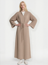 Women's V-neck cashmere knit dress, long sleeve, loose fit, casual dress
