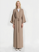 Women's V-neck cashmere knit dress, long sleeve, loose fit, casual dress