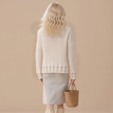 Women's Button Embroidery Twisted Knit Cardigan V-neck Long Sleeve Short Sweater