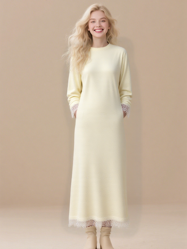 Solid color long robe dress
