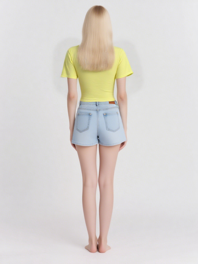 Women's short cardigan sweater, short-sleeved crochet knit crop top, dropped shoulder, button top