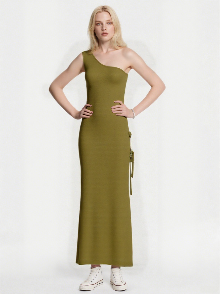 One-shoulder sleeveless wedding guest bridesmaid party dress