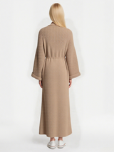 Women's V-neck cashmere knit dress, long sleeve, loose fit, casual dress