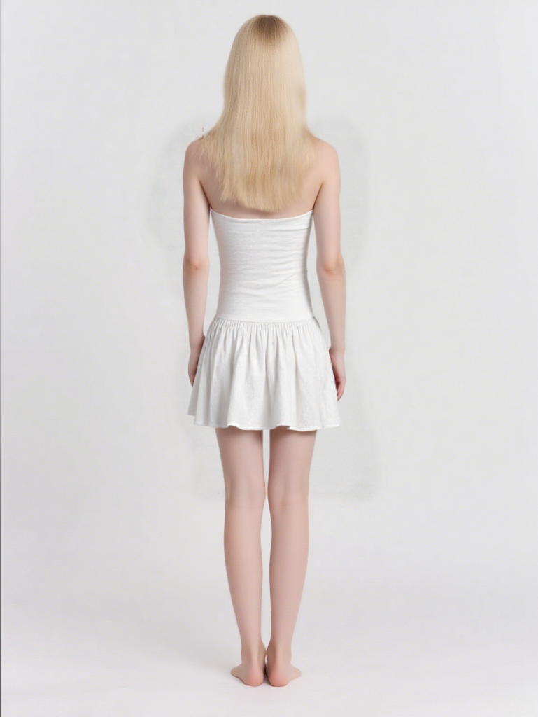 Women's Casual Summer Sleeveless Knee-Length Dress with Ruffled Hem and Spaghetti Straps