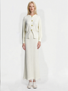 Women's autumn and winter knitted two-piece set, stylish and versatile long sleeve knitted cardigan outfit, jacquard sweater coat, loose fit casual knitted pants two-piece set.