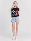 Women's jacquard round collar knitted vest, summer top vest