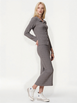 Women's long sleeve lapel single-breasted jacket and mid-length skirt two-piece set